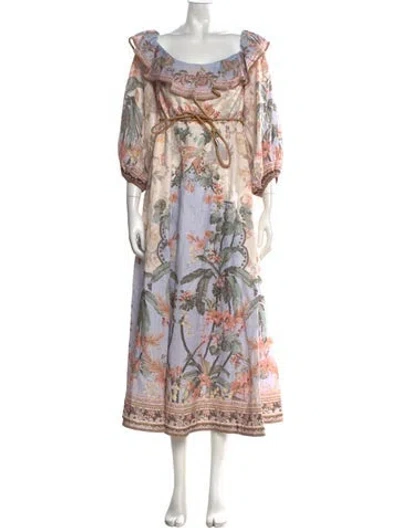 Pre-owned Zimmermann Linen Long Dress In Neutrals