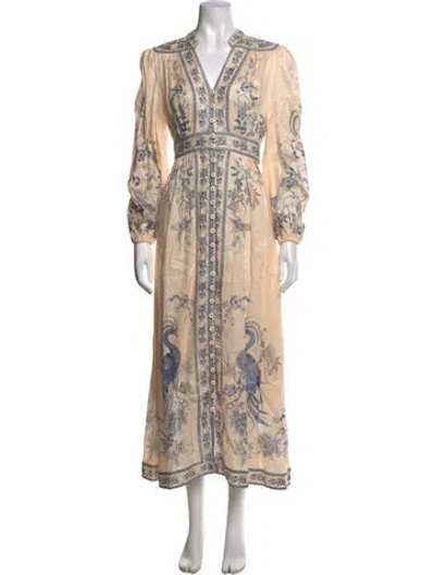 Pre-owned Zimmermann Linen Long Dress In Neutrals