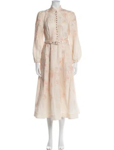 Pre-owned Zimmermann Linen Long Dress In Neutrals