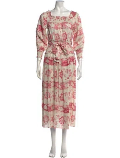 Pre-owned Zimmermann Linen Long Dress In Neutrals/pink