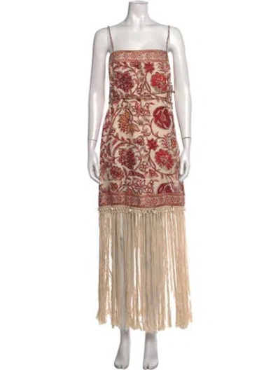 Pre-owned Zimmermann Linen Long Dress In Neutrals/red