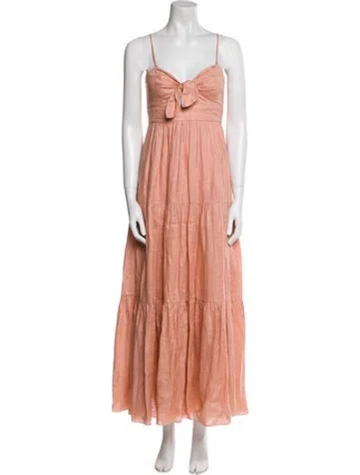 Pre-owned Zimmermann Linen Long Dress In Orange