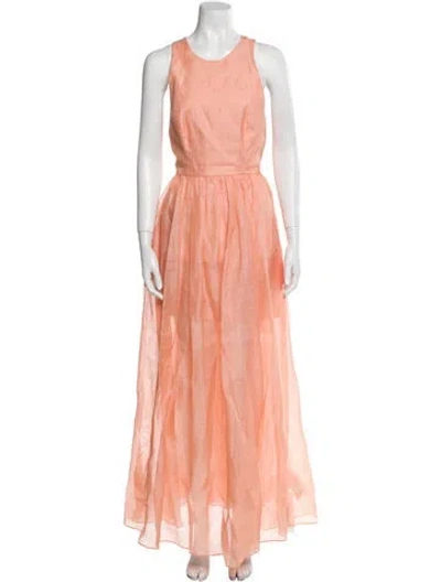 Pre-owned Zimmermann Linen Long Dress In Orange