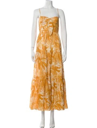 Pre-owned Zimmermann Linen Long Dress In Orange