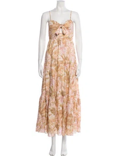 Pre-owned Zimmermann Linen Long Dress In Orange