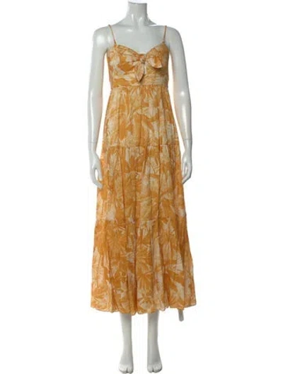 Pre-owned Zimmermann Linen Long Dress In Orange