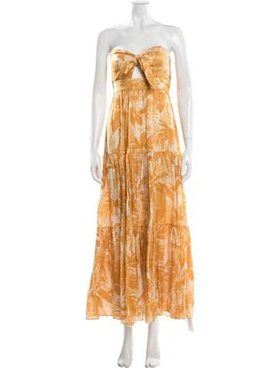 Pre-owned Zimmermann Linen Long Dress In Orange