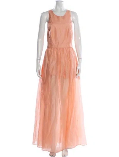 Pre-owned Zimmermann Linen Long Dress In Orange