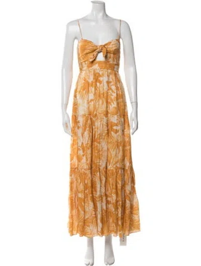 Pre-owned Zimmermann Linen Long Dress In Orange
