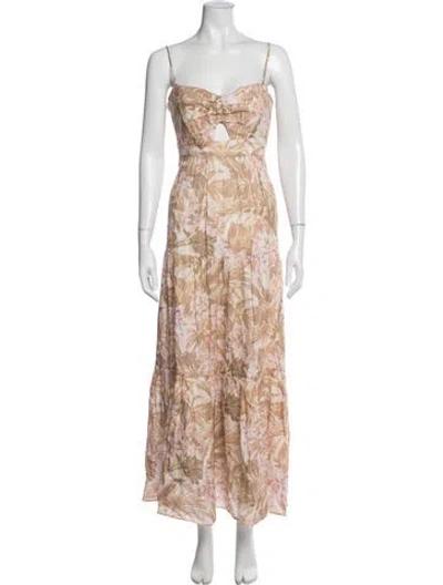 Pre-owned Zimmermann Linen Long Dress In Orange