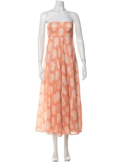 Pre-owned Zimmermann Linen Long Dress In Orange