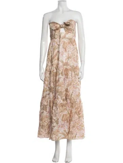 Pre-owned Zimmermann Linen Long Dress In Orange
