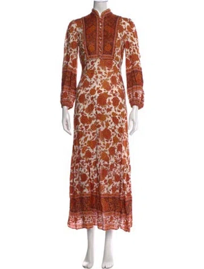 Pre-owned Zimmermann Linen Long Dress In Orange
