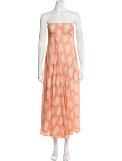 Pre-owned Zimmermann Linen Long Dress In Orange