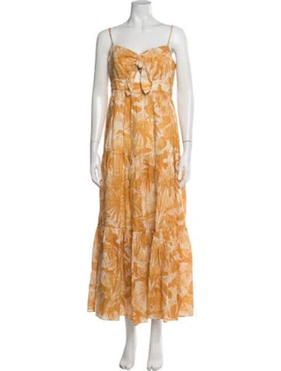 Pre-owned Zimmermann Linen Long Dress In Orange