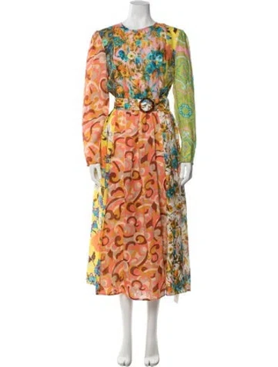 Pre-owned Zimmermann Linen Long Dress In Orange