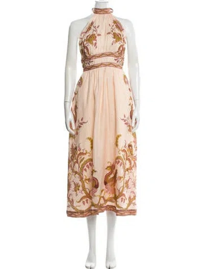Pre-owned Zimmermann Linen Long Dress In Pink