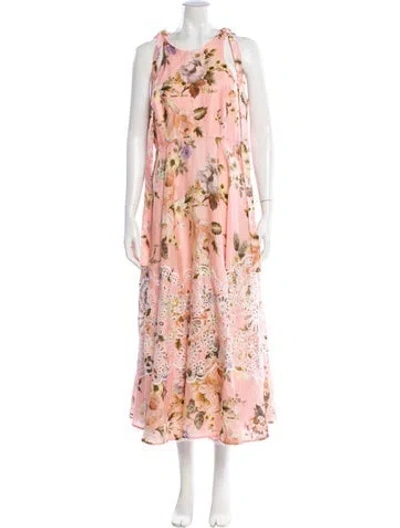 Pre-owned Zimmermann Linen Long Dress In Pink