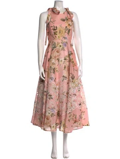 Pre-owned Zimmermann Linen Long Dress In Pink
