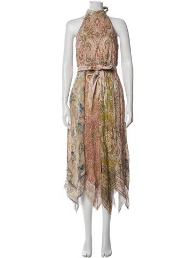 Pre-owned Zimmermann Linen Long Dress In Pink