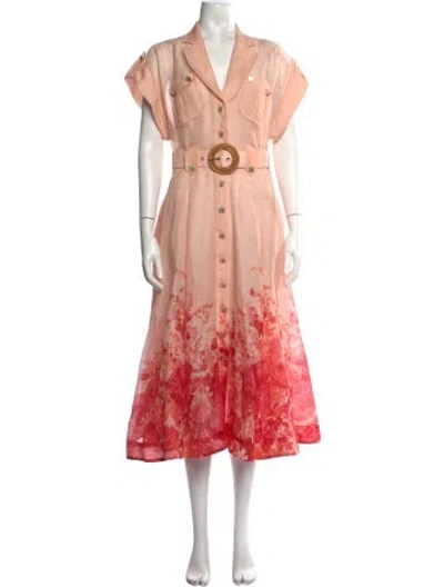 Pre-owned Zimmermann Linen Long Dress In Pink