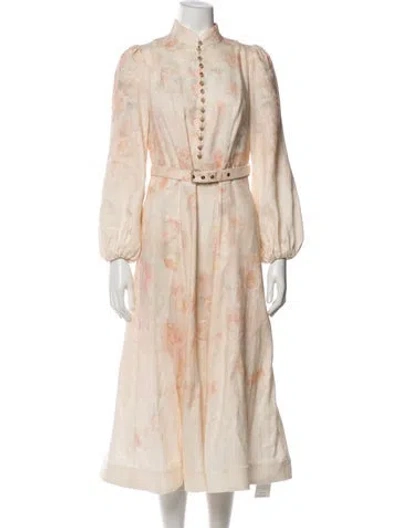 Pre-owned Zimmermann Linen Long Dress In Pink