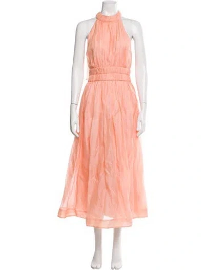 Pre-owned Zimmermann Linen Long Dress In Pink