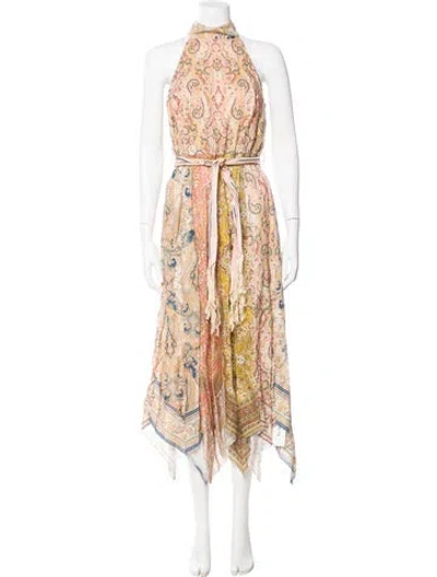 Pre-owned Zimmermann Linen Long Dress In Pink