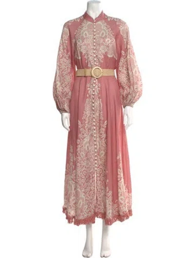 Pre-owned Zimmermann Linen Long Dress In Pink