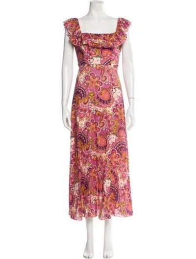 Pre-owned Zimmermann Linen Long Dress In Pink