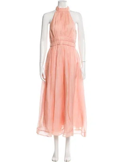 Pre-owned Zimmermann Linen Long Dress In Pink