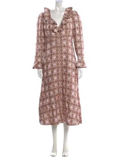 Pre-owned Zimmermann Linen Long Dress In Pink