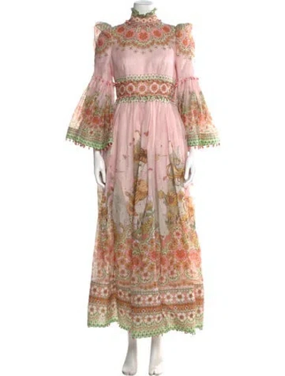 Pre-owned Zimmermann Linen Long Dress In Pink