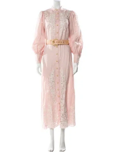 Pre-owned Zimmermann Linen Long Dress In Pink