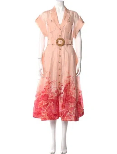 Pre-owned Zimmermann Linen Long Dress In Pink
