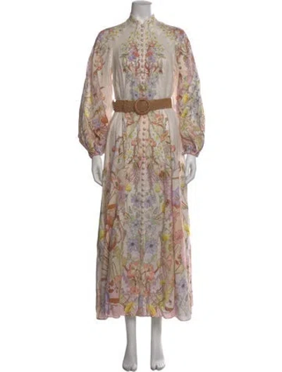 Pre-owned Zimmermann Linen Long Dress In Pink