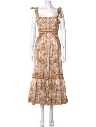 Pre-owned Zimmermann Linen Long Dress In Pink