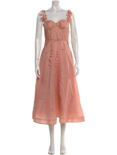 Pre-owned Zimmermann Linen Long Dress In Pink