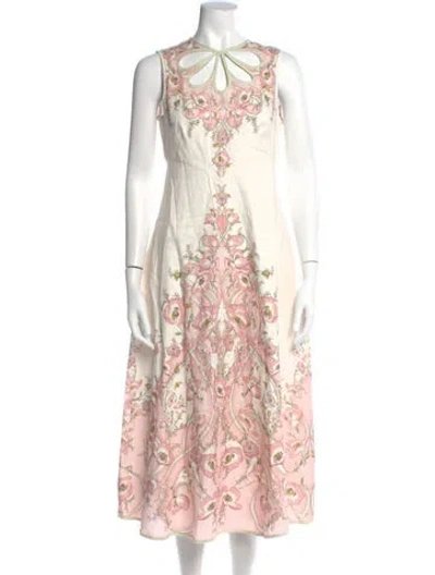 Pre-owned Zimmermann Linen Long Dress In Pink