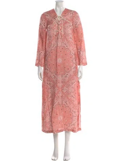 Pre-owned Zimmermann Linen Long Dress In Pink