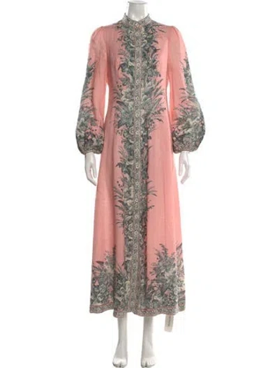 Pre-owned Zimmermann Linen Long Dress In Pink
