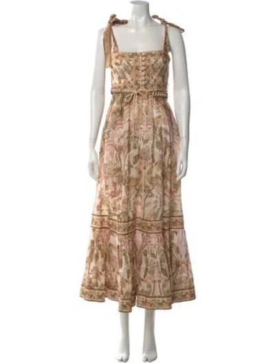 Pre-owned Zimmermann Linen Long Dress In Pink