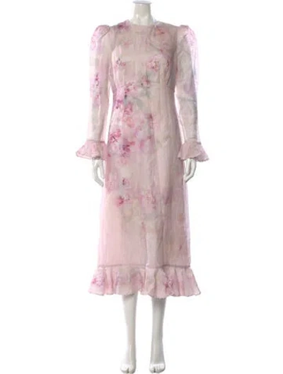 Pre-owned Zimmermann Linen Long Dress In Pink