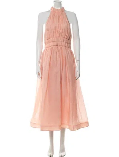Pre-owned Zimmermann Linen Long Dress In Pink