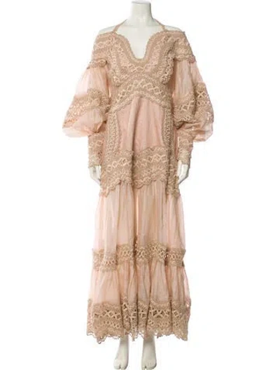Pre-owned Zimmermann Linen Long Dress In Pink