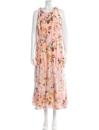 Pre-owned Zimmermann Linen Long Dress In Pink