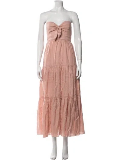 Pre-owned Zimmermann Linen Long Dress In Pink