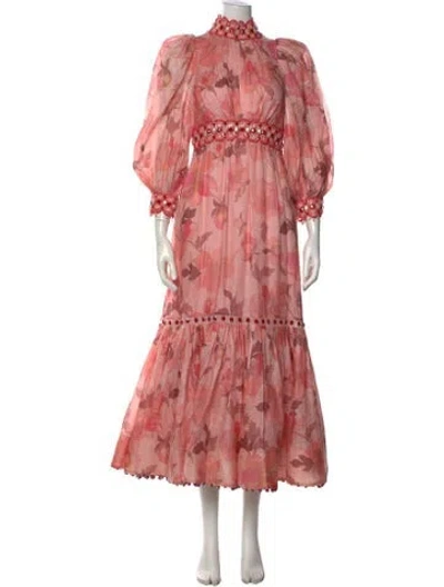 Pre-owned Zimmermann Linen Long Dress In Pink