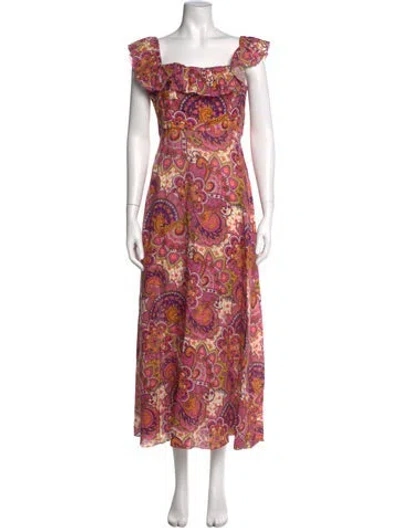 Pre-owned Zimmermann Linen Long Dress In Pink