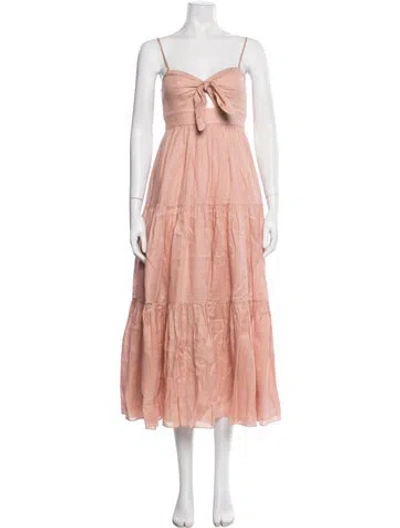 Pre-owned Zimmermann Linen Long Dress In Pink